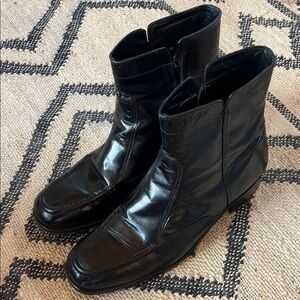 Vintage Florsheim Black Disco Leather Boots streetwear 8.5